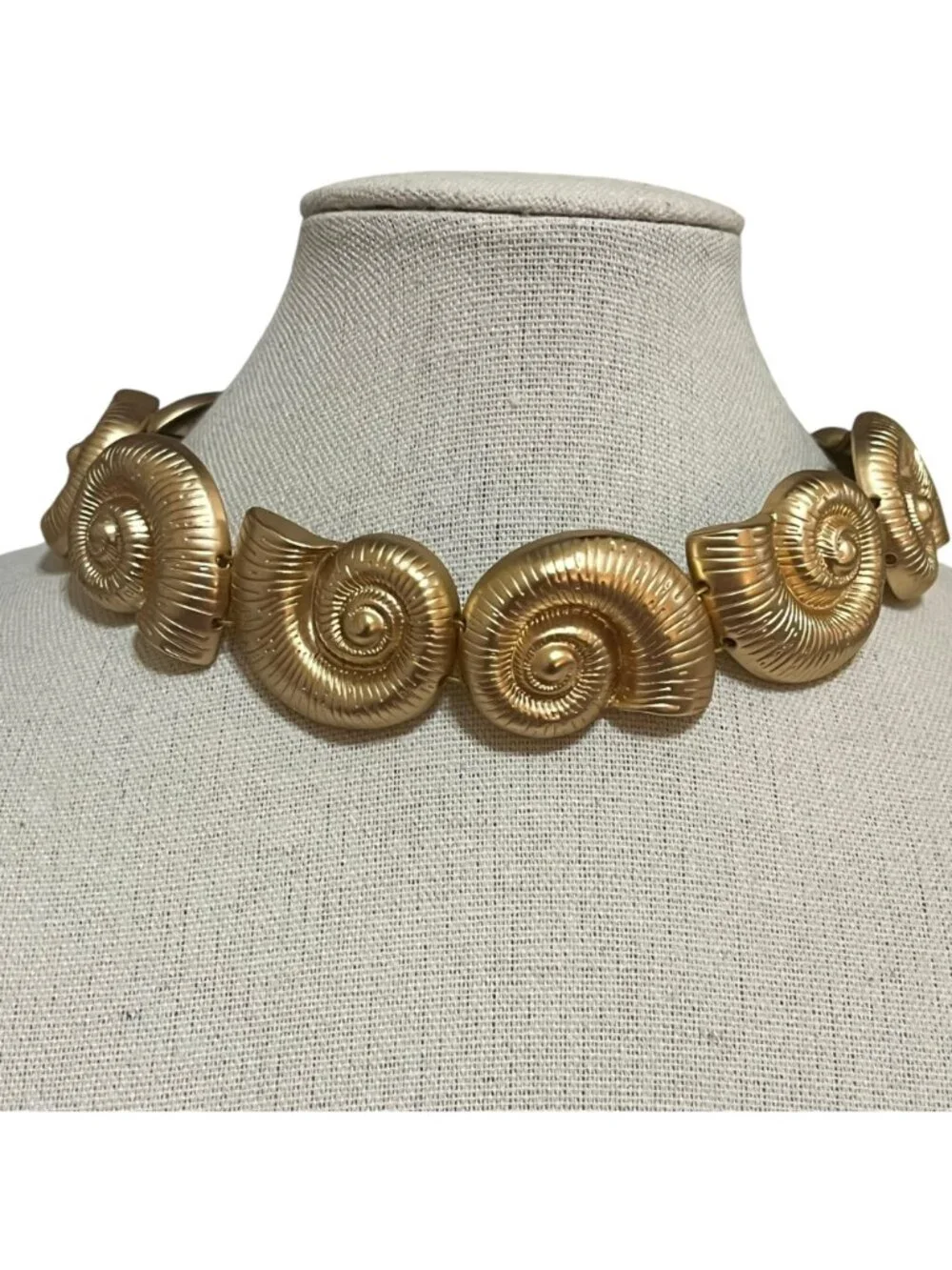 Gold-Tone Spiral Shell Statement Necklace By Piper K Adjustable Choker